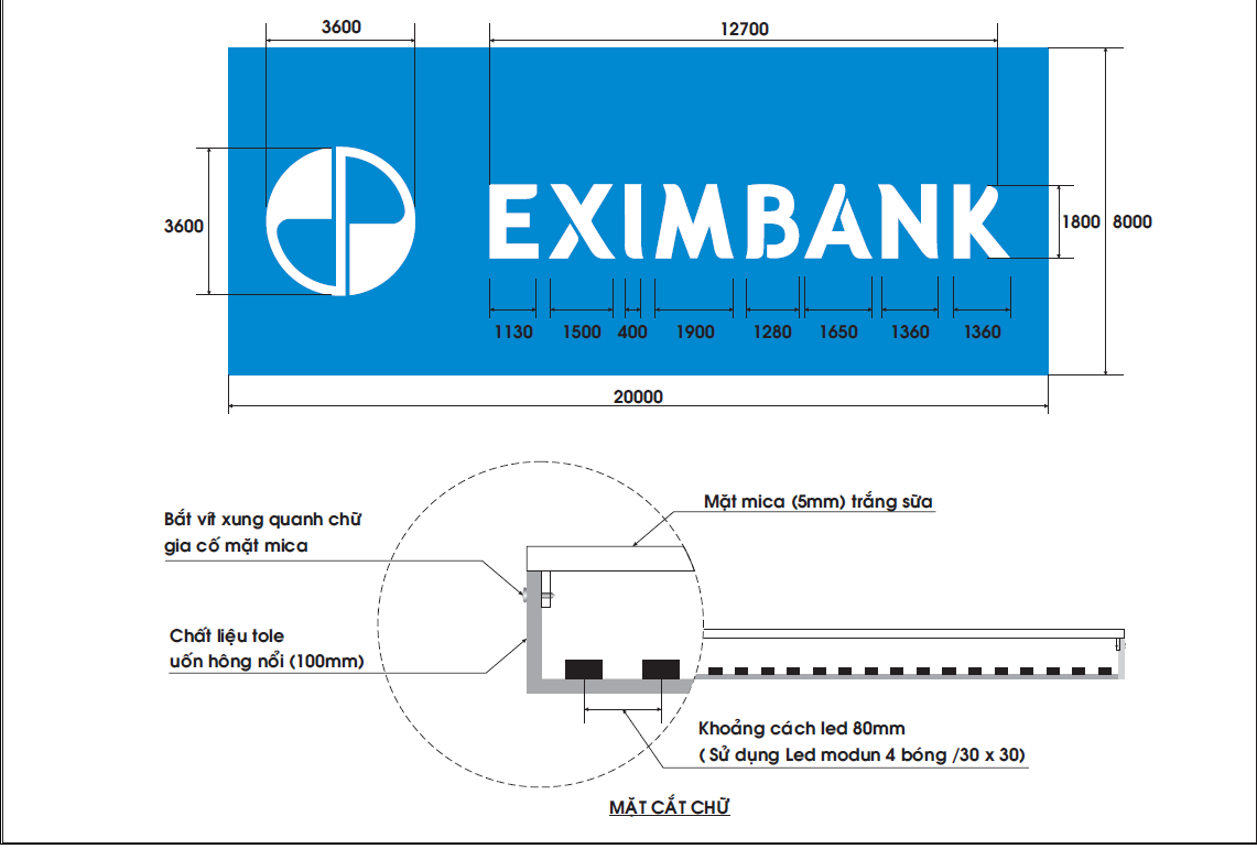 Bản vẽ thiết kế chữ Eximbank
