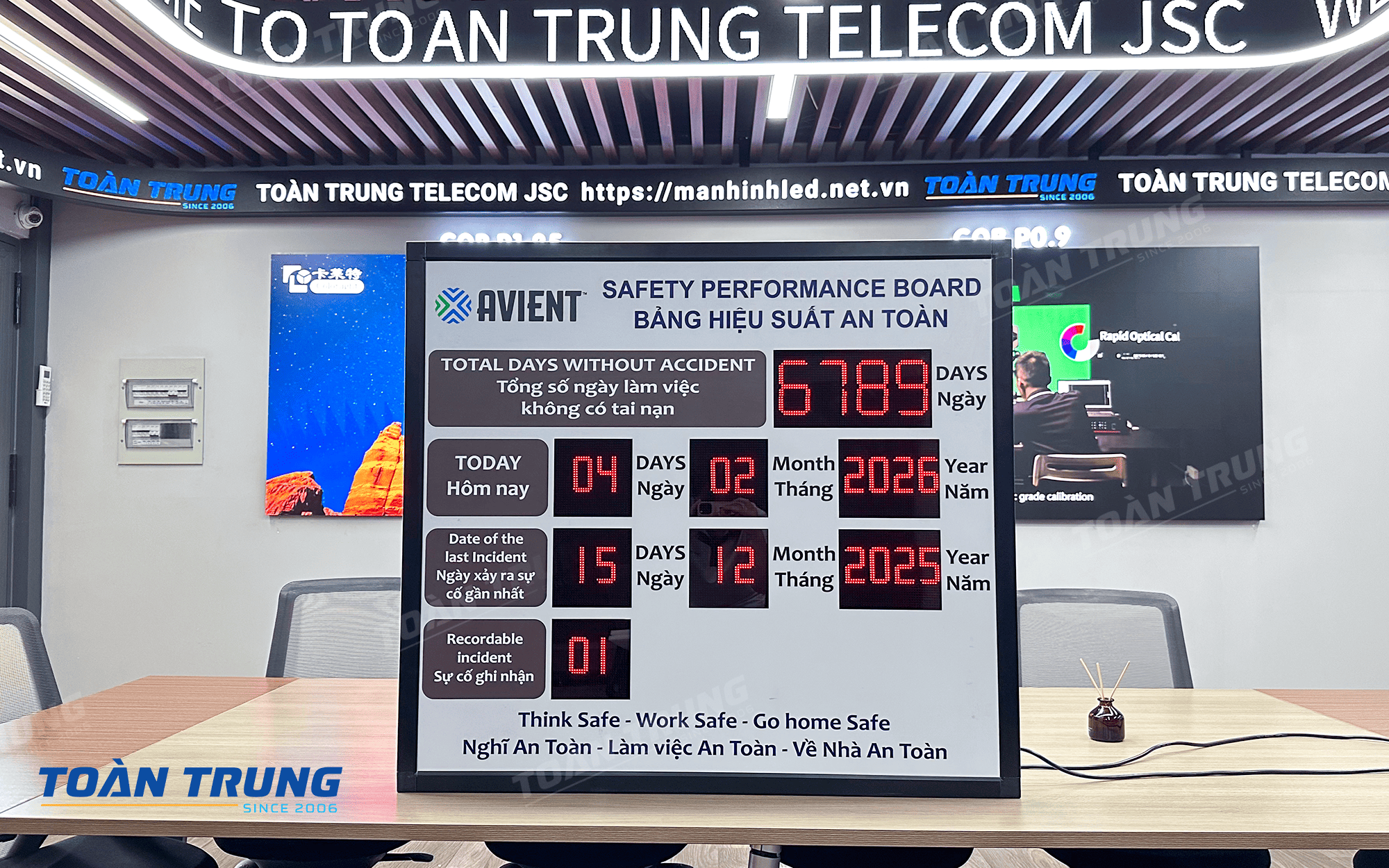 Bảng LED hiển thị thông tin an toàn lao động – Nhà máy Avient
