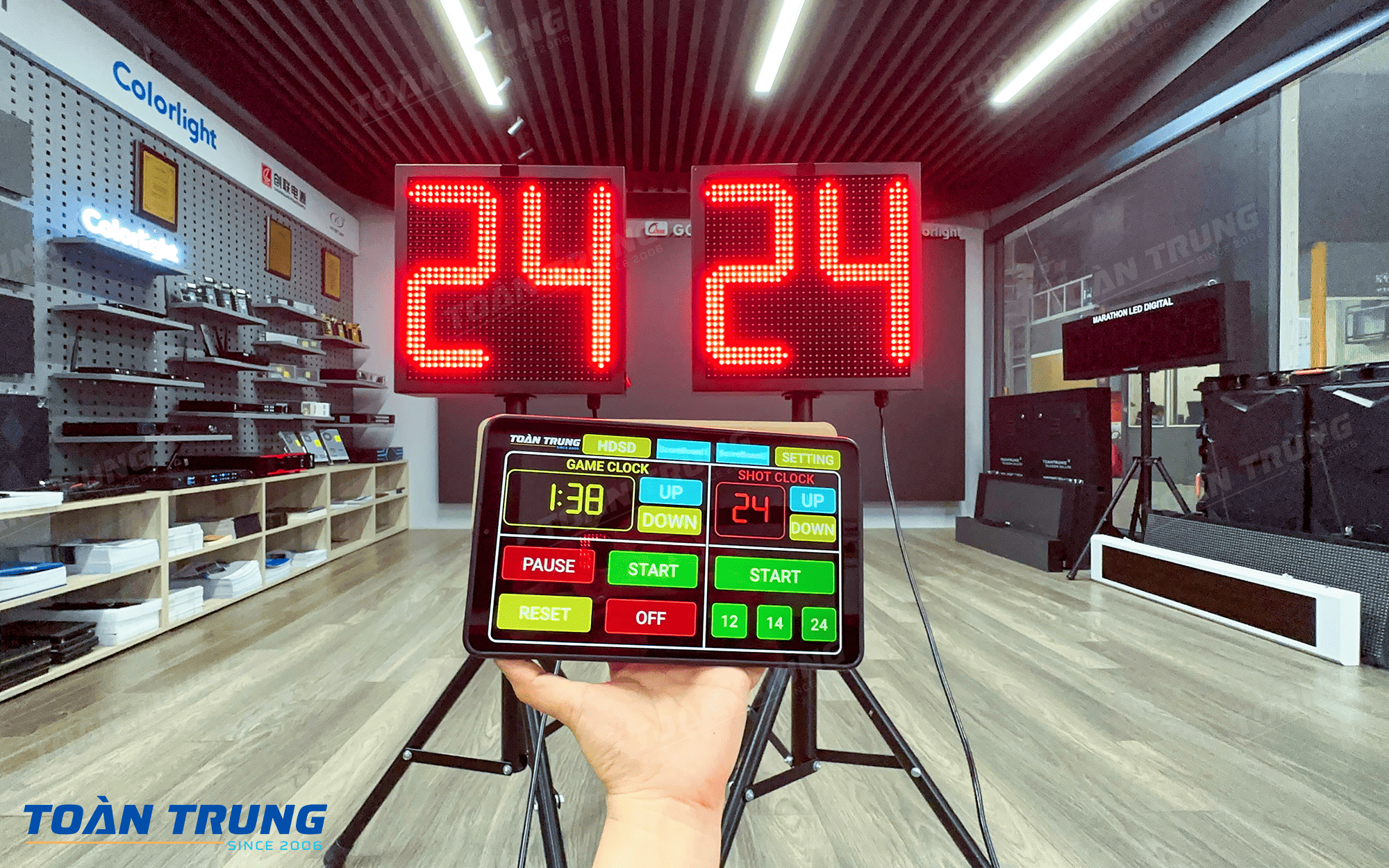 Bộ 2 bảng LED shotclock bóng rổ (Chưa gồm Tablet điều khiển)